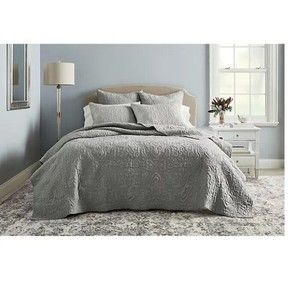 New Wamsutta Cambridge Full Queen 3 pcs Set Tan Taupe coverlet quilt bedspread